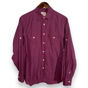 Billy Reid Red Check Made in Italy Button Up Shirt Size M